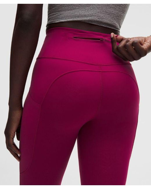 lululemon athletica Red Fast And Free 6-Pocket High-Rise Tight 28"