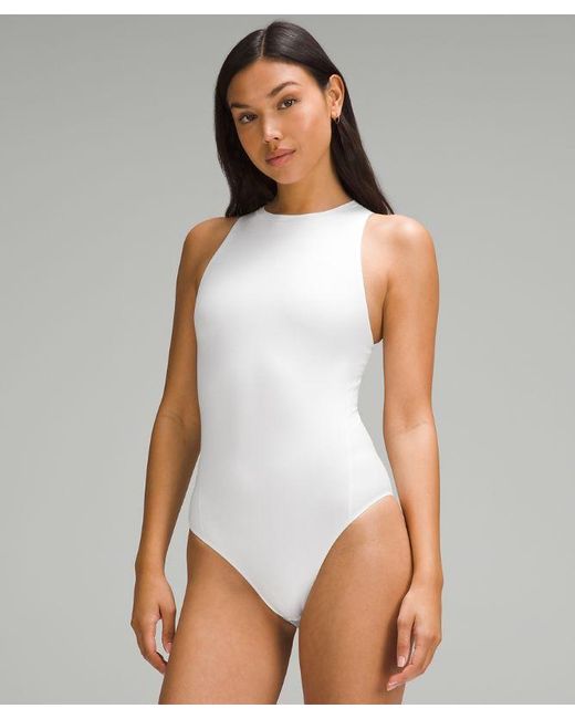 lululemon athletica White – Wundermost Ultra-Soft Nulu High-Neck Sleeveless Bodysuit – –