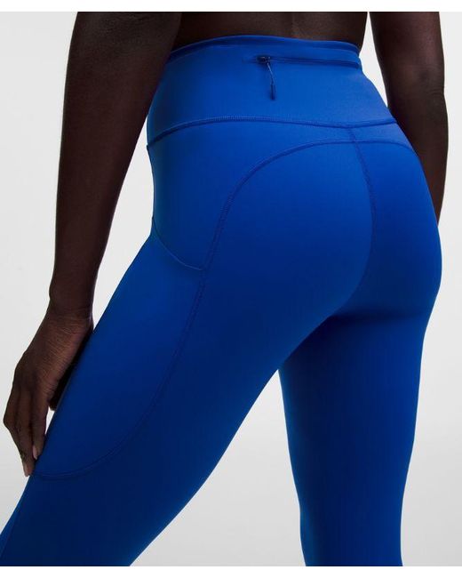 lululemon athletica Blue – Fast And Free 6-Pocket High-Rise Tight Leggings Design – 28" – – Size 14