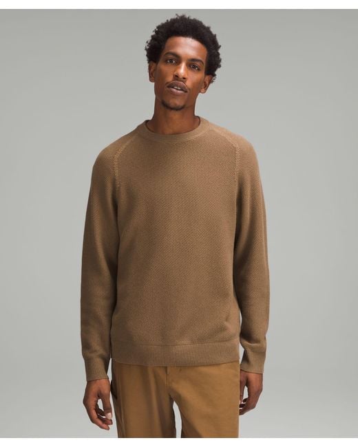lululemon athletica Brown Textured Knit Crewneck Sweater