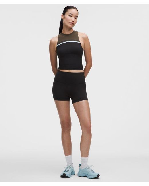 lululemon athletica Black – Mockneck Shelf Tank Top Light Support, B/C Cup Stripe – – Size Large