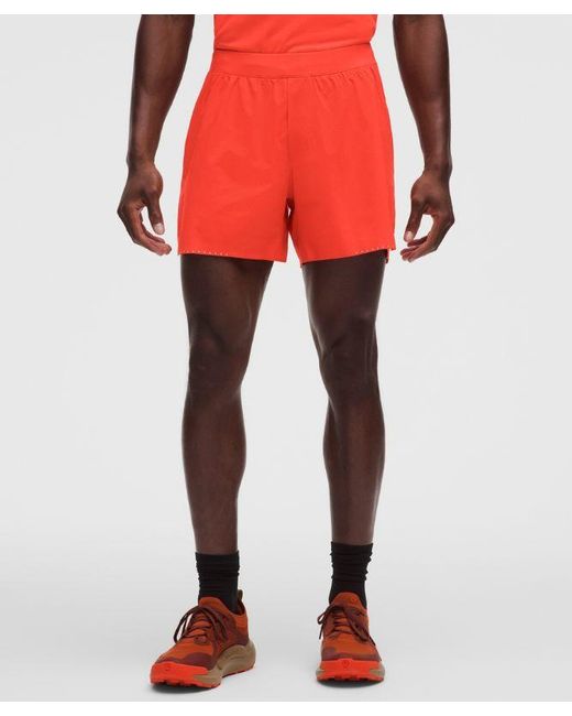 lululemon athletica Red Fast And Free Lined Running Short 5" for men