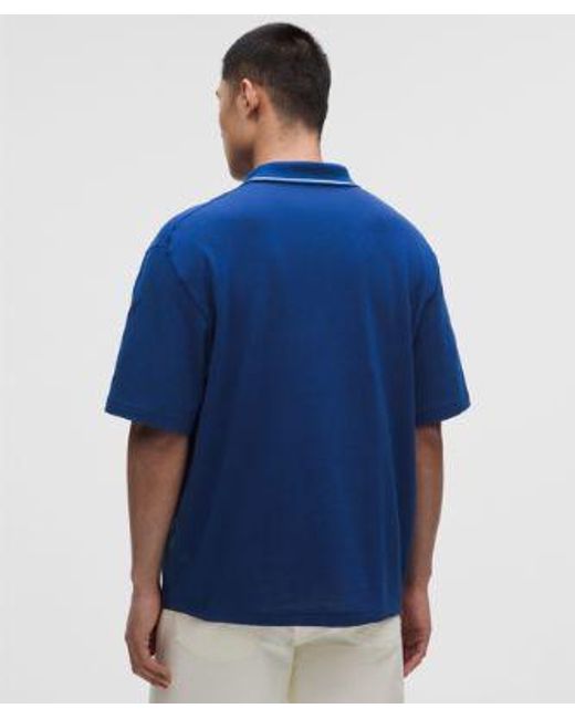 lululemon athletica Blue – -Knit Jersey Short-Sleeve Polo Shirt – – Size Large for men