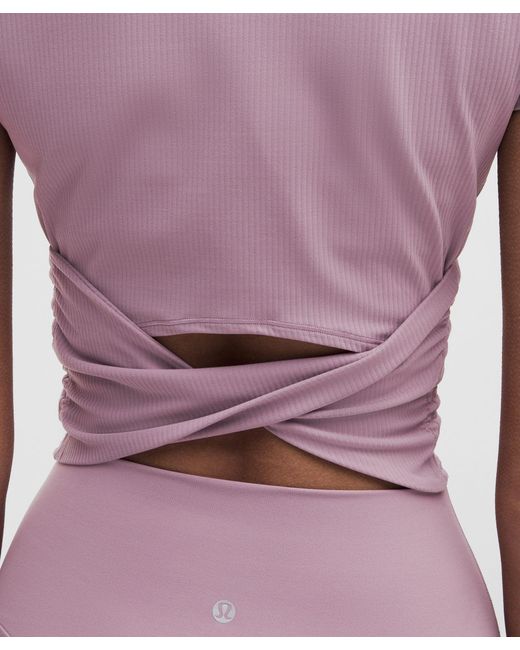 lululemon athletica Purple – All It Takes Back-Twist Ribbed Short-Sleeve Shirt – – Size 16