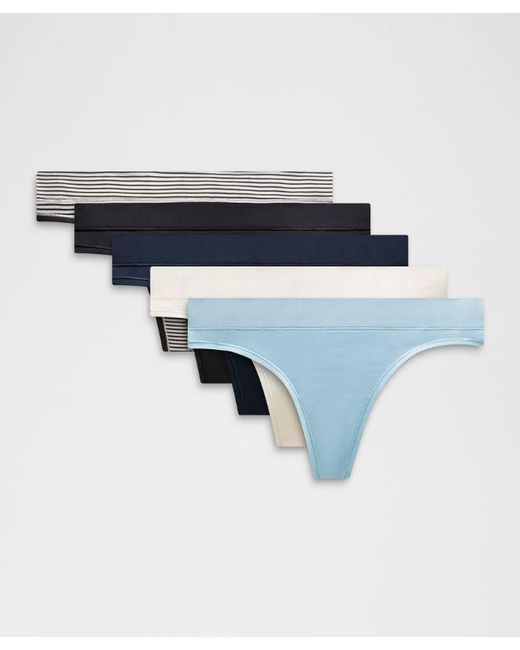 lululemon athletica Blue – Underease Mid-Rise Thong Underwear 5 Pack – – Size Small