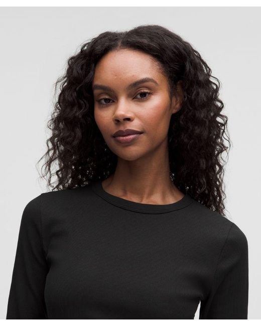 lululemon athletica Black – Little Ribbed Long-Sleeve Tee – – Size Large