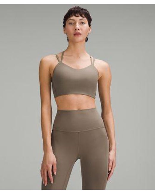 lululemon athletica Green – Like A Cloud Ribbed Longline Sports Bra Light Support, B/C Cup – – Size 14