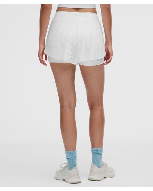 lululemon athletica White – Ace Advantage High-Rise Pleated Tennis Shorts – 2" – – Size Large