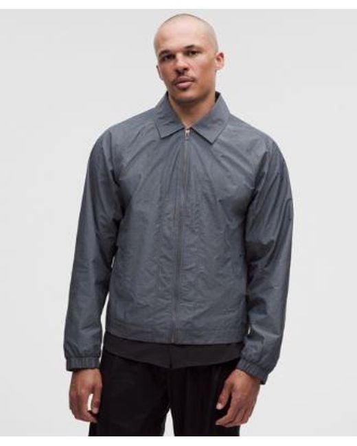 lululemon athletica Gray Cotton-Blend Collared Jacket for men