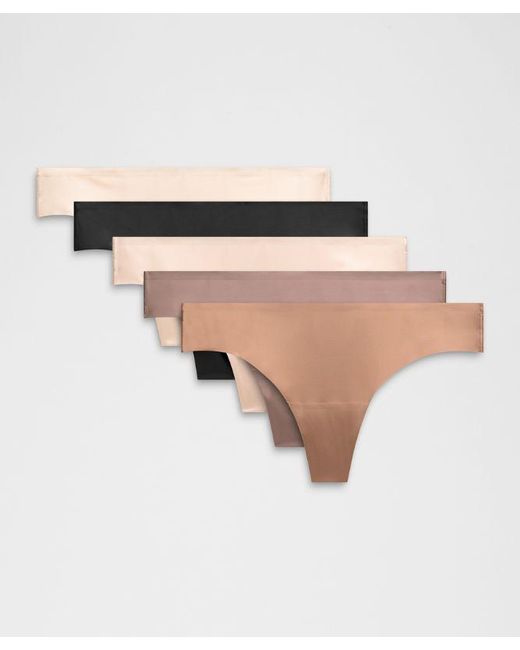 lululemon athletica Gray – Invisiwear Mid-Rise Thong Underwear 5 Pack – – Size Large