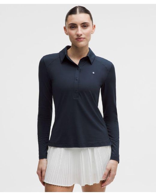 lululemon athletica Blue Quick-Dry Long-Sleeve Polo Shirt