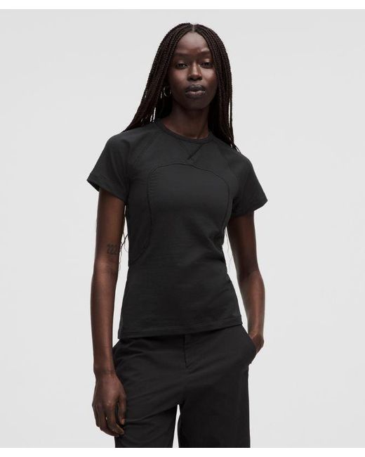 lululemon athletica Black Cotton Terry Short-Sleeve Shirt