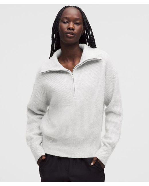 lululemon athletica White – Alpaca-Blend Collared Half-Zip Sweater – – Size Large