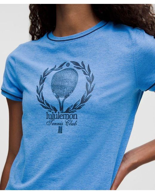 lululemon athletica Blue Crewneck Tennis Short-Sleeve Shirt