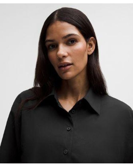 lululemon athletica Black Woven Relaxed-Fit Button-Up Shirt