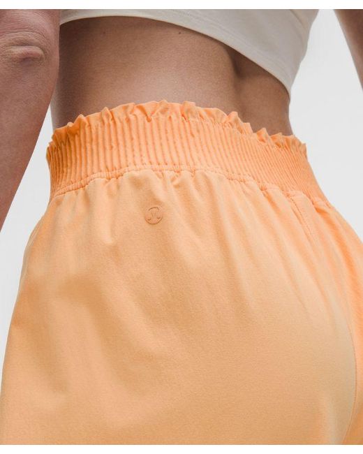 lululemon athletica Orange – Stretch Woven Ruffle-Waist Wide-Leg Cropped Pants – – Size Large