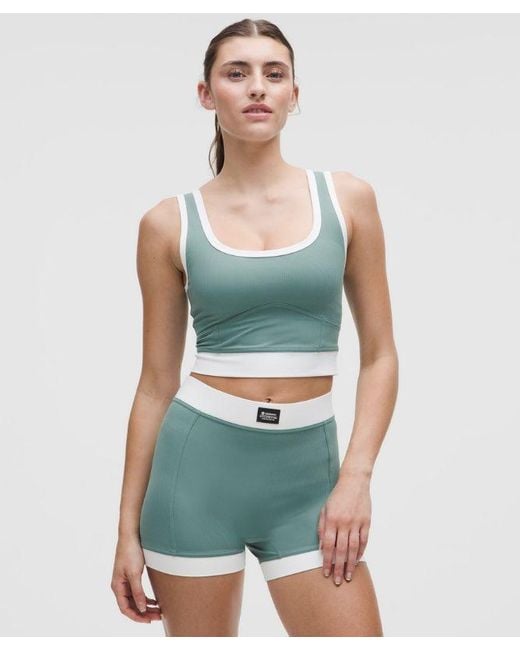 lululemon athletica Green Ribbed Nulu Cropped Tank Top