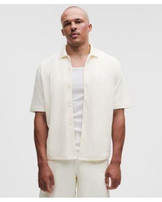lululemon athletica White Pique-Performer Camp-Collar-Shirt for men