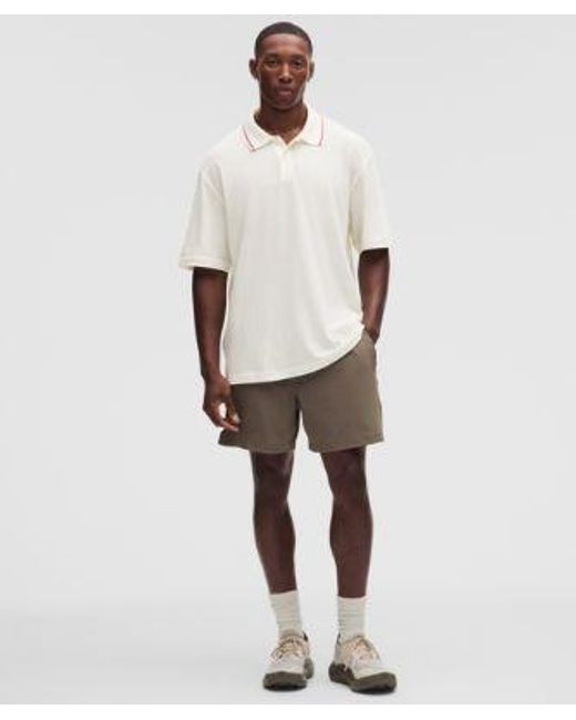 lululemon athletica White – -Knit Jersey Short-Sleeve Polo Shirt – – Size Large for men
