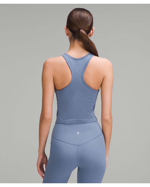 lululemon athletica Blue Ebb To Street Cropped Racerback Tank Top Light Support, B/c Cup