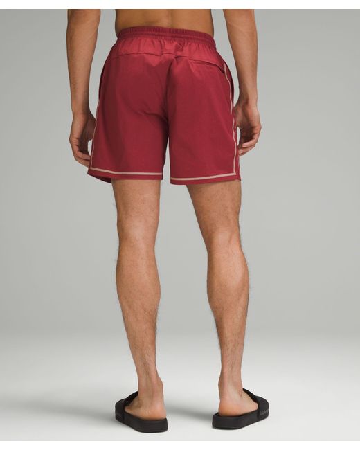 lululemon athletica Red Hybrid Pool Shorts 7" Linerless for men
