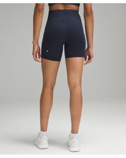 lululemon athletica Blue – Wunder Train High-Rise Shorts With Pockets – 6" – – Size 4