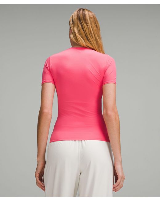 lululemon athletica Pink – 'Wundermost Ultra-Soft Nulu Hip-Length Crew Short-Sleeve Shirt – –
