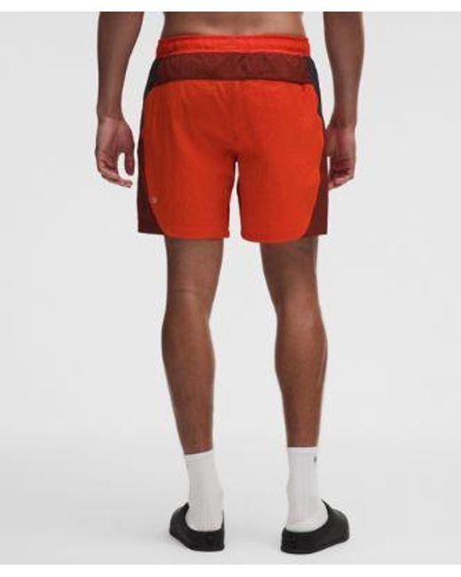 lululemon athletica Red Crinkle Nylon Swim Short 7" for men