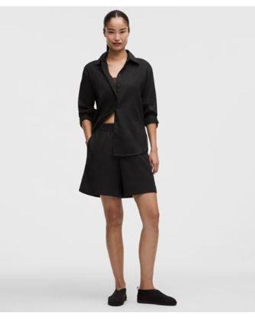 lululemon athletica Black – Lululinen Relaxed-Fit Long-Sleeve Button Up – – Size Large