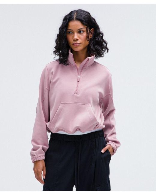 lululemon athletica Red – Brushed Softstreme Half Zip Sweatshirt – – Size 10