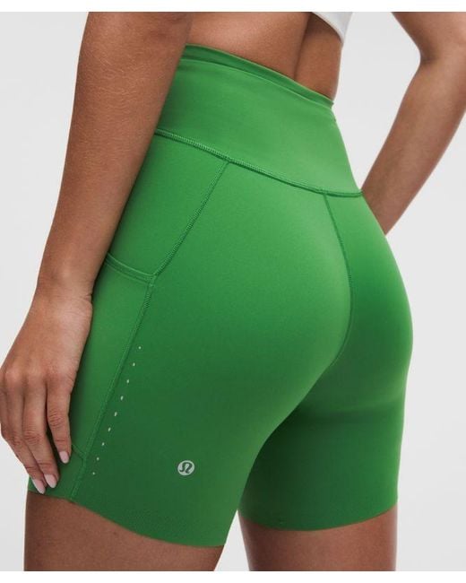 lululemon athletica Green – Fast And Free High-Rise Shorts 5 Pocket – 6" – – Size 4