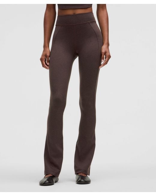 lululemon athletica Brown Softy Suedey Split-Hem High-Rise Mini-Flare Pant