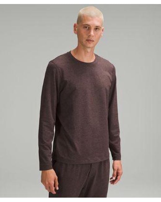lululemon athletica Brown – 'Soft Jersey Long-Sleeve Shirt – – for men
