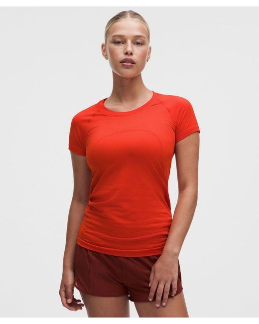 lululemon athletica Red – Swiftly Tech Short-Sleeve Shirt 2.4 Hip Length – – Size 4