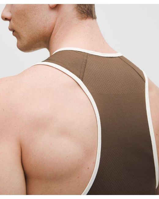 lululemon athletica Red Fast And Free Perforated Stripe Tank for men