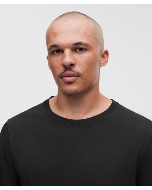 lululemon athletica Black – Everyday Classic Long-Sleeve T-Shirt – Cotton-Blend – – Size Large for men