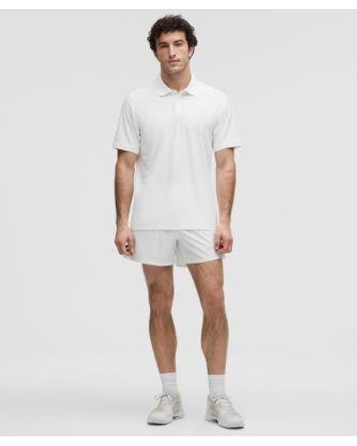 lululemon athletica White Striped Mesh Tennis Short 5" for men
