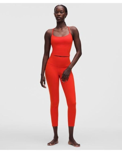 lululemon athletica Red – Flow Y Cropped Tank Top Light Support, B/C Cup – – Size Large