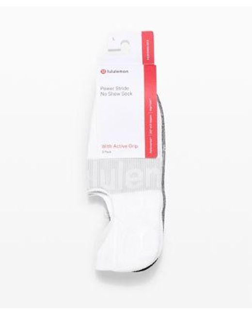 lululemon athletica Multicolor Power Stride No-show Socks With Active Grip 3 Pack - Color White/grey/black - Size L