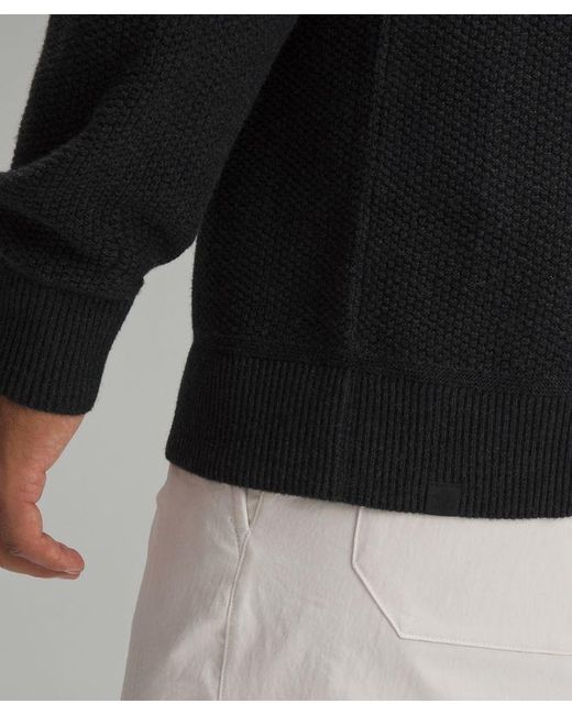 lululemon athletica Gray Textured Knit Crewneck Sweater - Color Black/grey - Size L for men