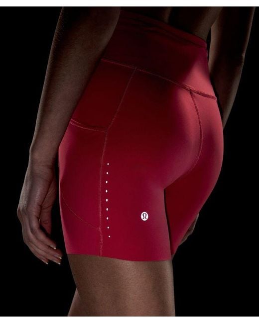 lululemon athletica Red – Fast And Free High-Rise Shorts 5 Pocket – 6" – – Size 4