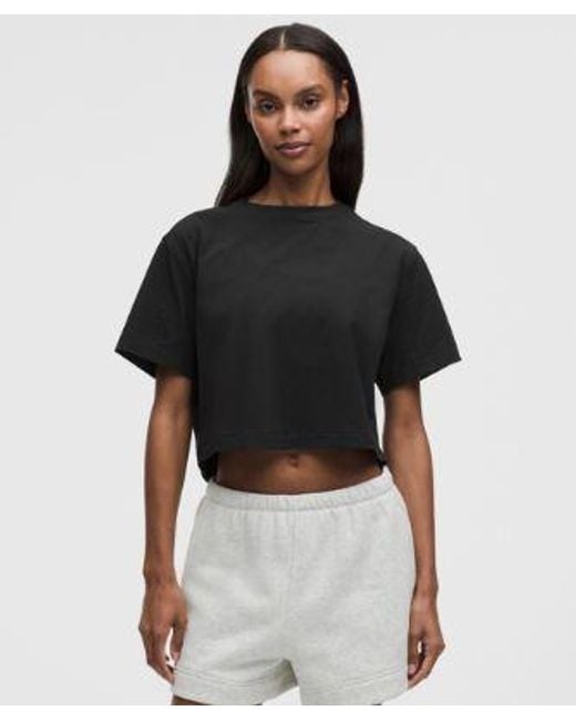 lululemon athletica Black – All Yours Organic Cropped T-Shirt – – Size Large