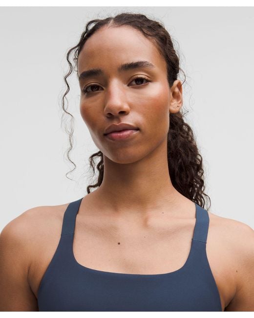 lululemon athletica Blue Ultralu Square-Neck Workout Bra Medium Support, B/C Cup
