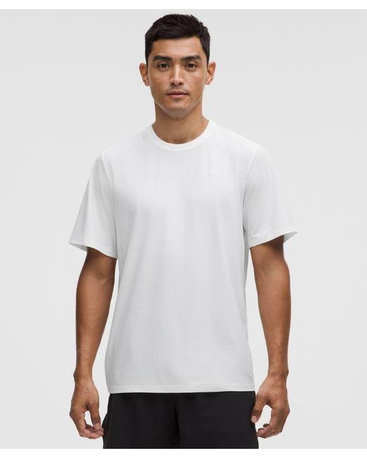 lululemon athletica White Uv-Protective Striped Mesh Tennis T-Shirt for men
