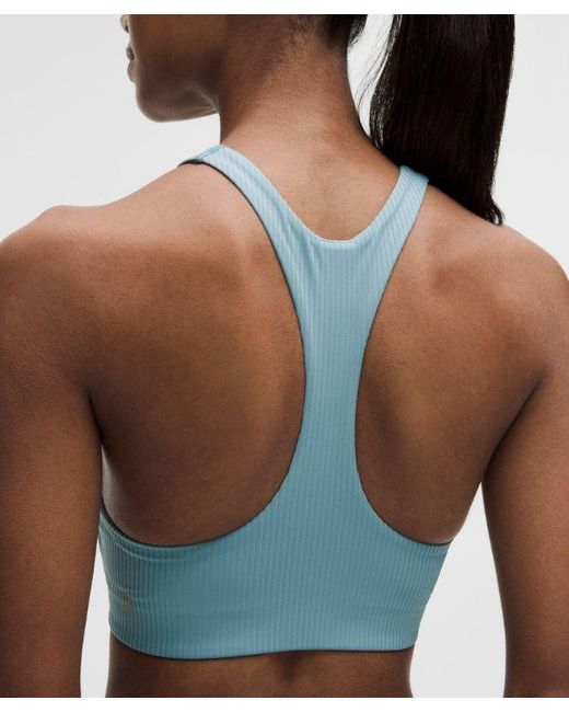 lululemon athletica Blue – All-Time Hero Ribbed Sports Bra Medium Support, B/C Cup – – Size Large