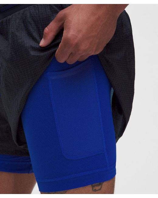 lululemon athletica Blue – Ultralight Lined Running Shorts – 4" – – Size Large for men