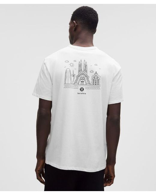 lululemon athletica White – Cotton Jersey T-Shirt Barcelona – – Size Large for men