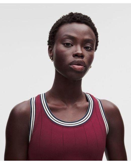 lululemon athletica Red – Seamless Stripe Trim Tank Top – Color Burgundy/ – Size Large