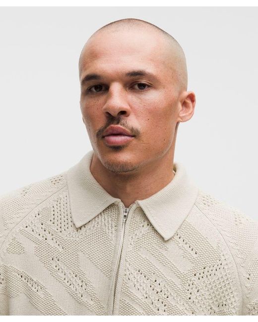 lululemon athletica Natural – Knit Full-Zip Sweater Slnsh Collection – Cotton-Blend – Color Khaki – Size Large for men