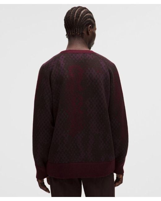 lululemon athletica Red Merino Wool Cardigan for men